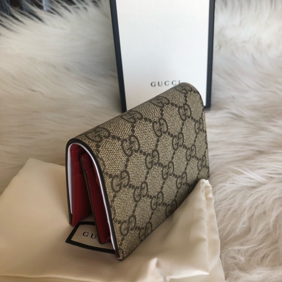 GUCCI BOSCO PATCH GG SUPREME CANVAS CARD CASE WALLET - Picture 2 of 5